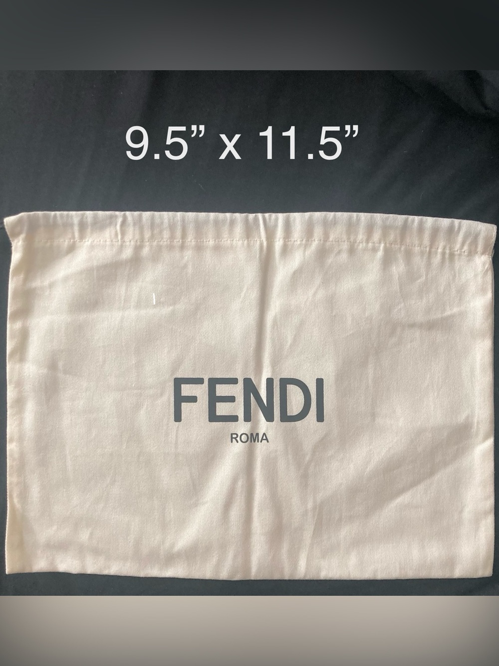 Fendi Roma Cotton Dust Bag - Beige with Black Logo. 100% Authentic